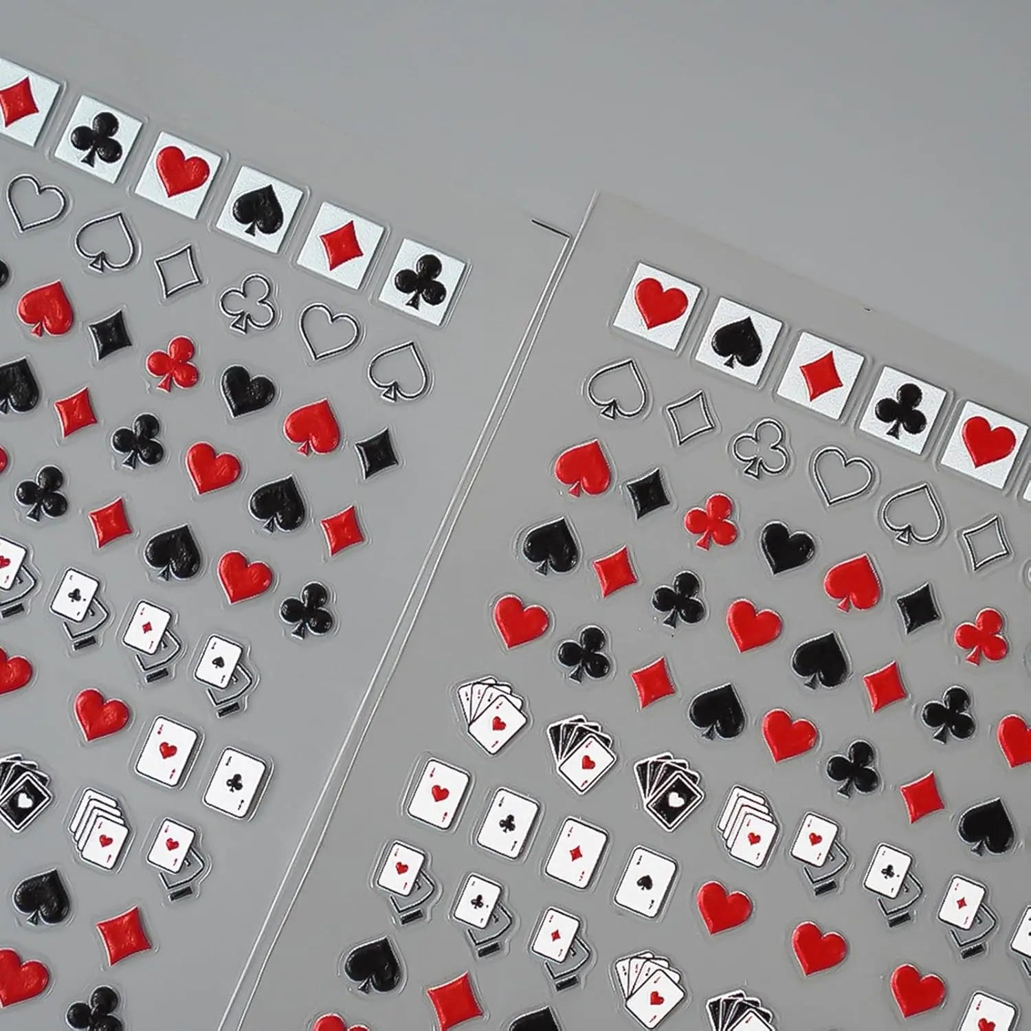 Poker Playing Card Nail Art Stickers 5D Embossed Nail Decoration DIY for Manicure Poker Suit Design Decals Self-Adhesive Supply