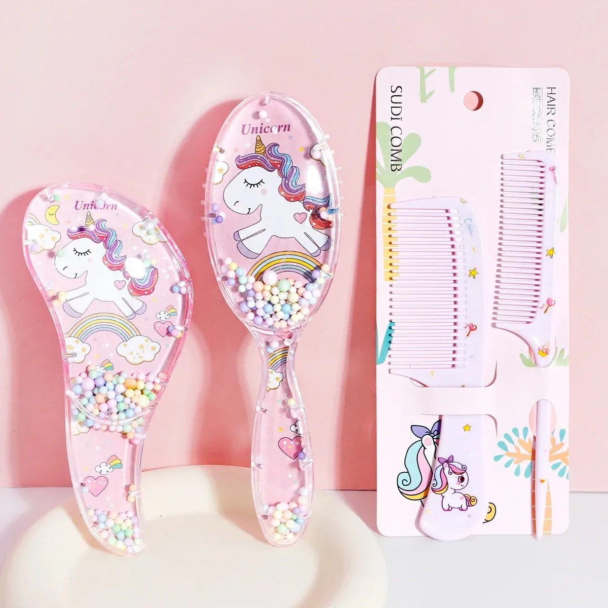 3pcs cartoon Comb Set, Wet and Dry Dual-Use, Hair Styling, Suitable for Any Hair Texture, Gift Set, Special for Real Hair Wigs
