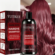 YUITIKUE Dark Red Hair Dye Shampoo 100ml Instant Temporary Coloring Long‑Lasting Vibrant Color Moisturizing Hair Color Shampoo