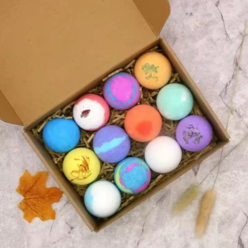 12pcs 20g/60g Bath Gift Natural Mini Handmade Bathing Foot Spa Bomb Rich Essential Oils Moisturizing Dry Skin Relaxing Scent