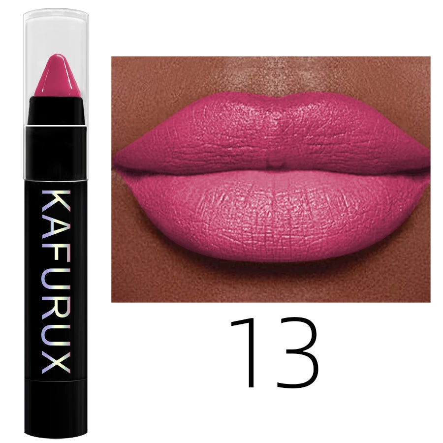 15 Colors Nude Velet Matte Lipstick Pencil Waterproof Long Lasting Red Brown Pink Lip Liner Pen Non-Stick Cup Makeup Lip Tint Pe