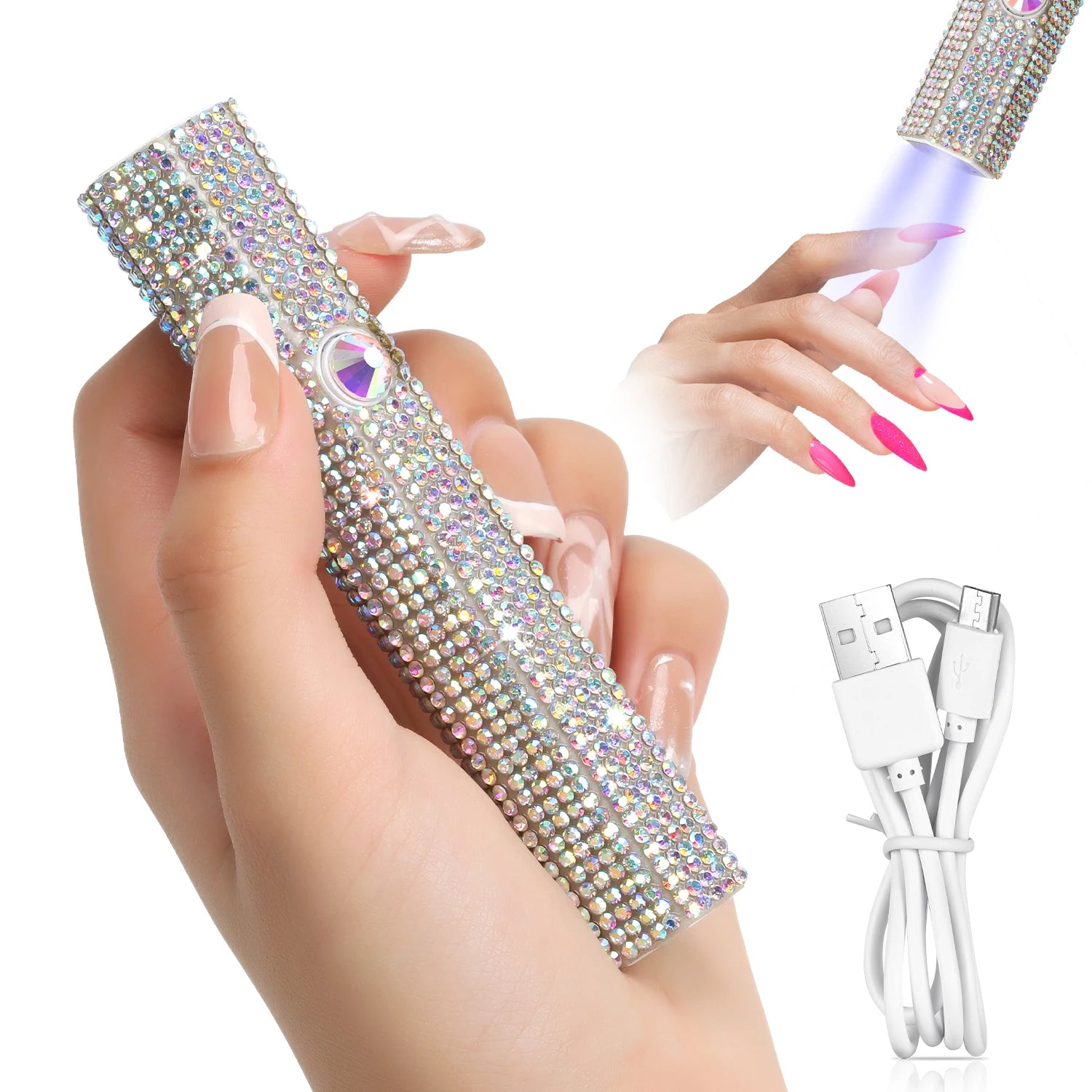 Mini UV LED Nail Dryers 3W Portable Quick Nail Drying Lamp USB Rechargeable Mini Flashlight Pen For Nail Gel Curing Salon Tools