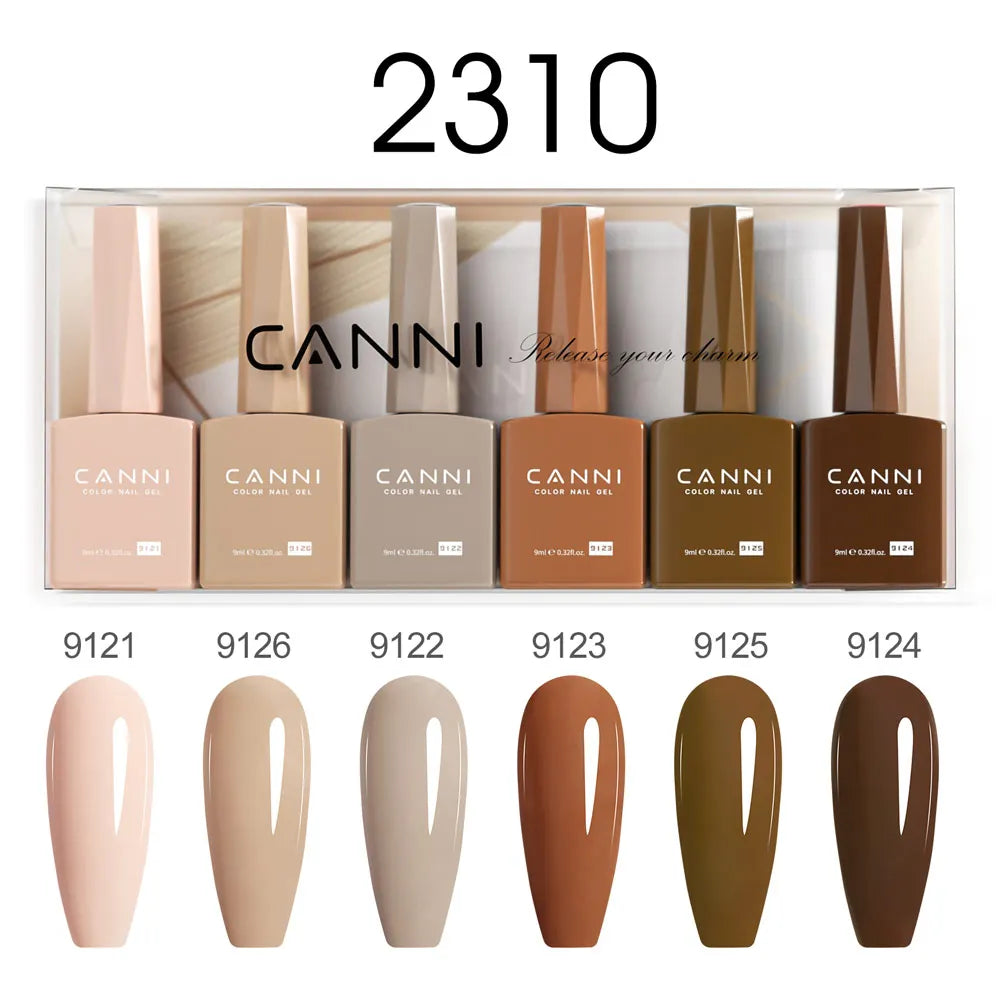 6pcs*9ml HEMA TPO FREE Nail Gel Polish CANNI Semi Permanent Jelly Pink Nude Color Gel Varnish Great Coverage UV LED Lacquer