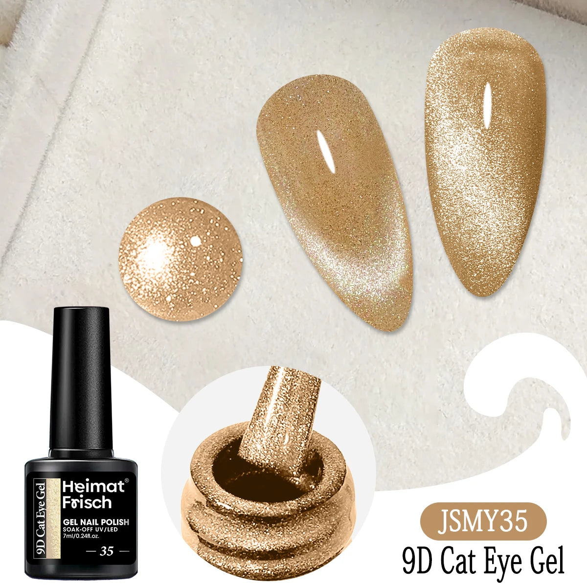 Heimat Frisch Single 0.24oz Crystal Cat Eye Gel Nail Polish - Holographic Glitter, Translucent and Magnetic Effect, Long-Lasting