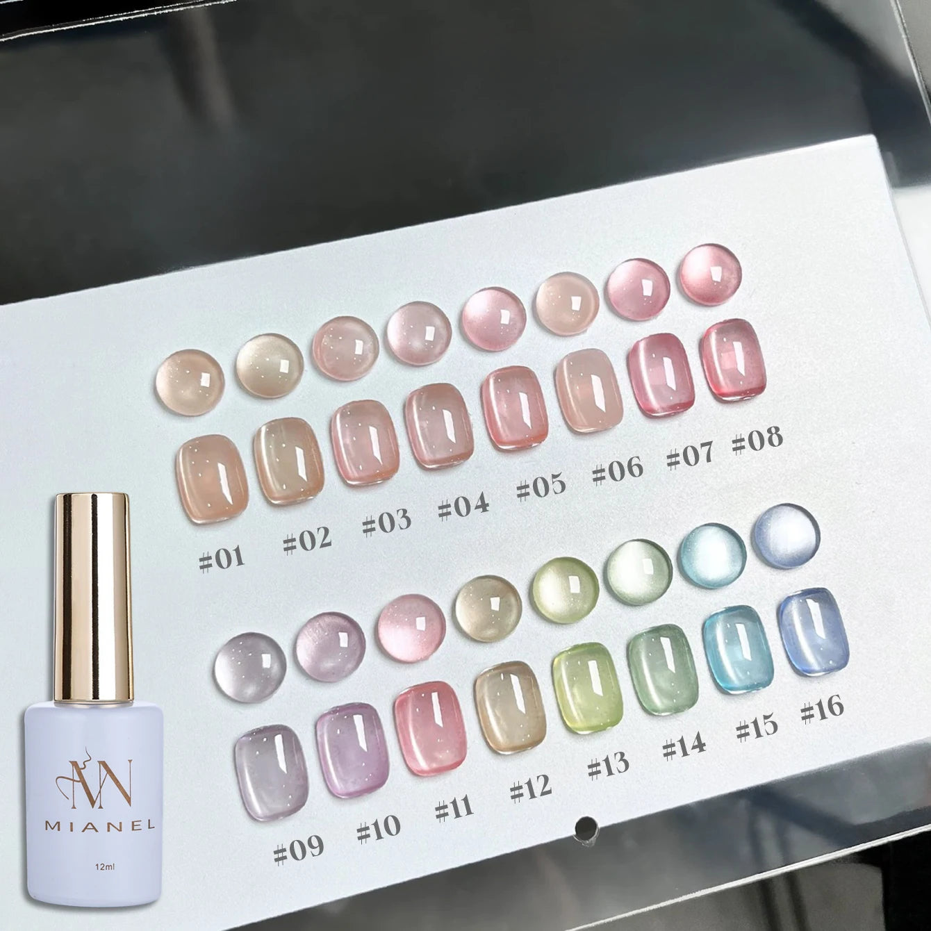 MIANEL 1-16PCS Light Smoke Magnet Cat Eye Gel Nail Polish 2025 New Glass Bead Nude Pink Nail Glue Pink Nails Blue Nails Nail Art