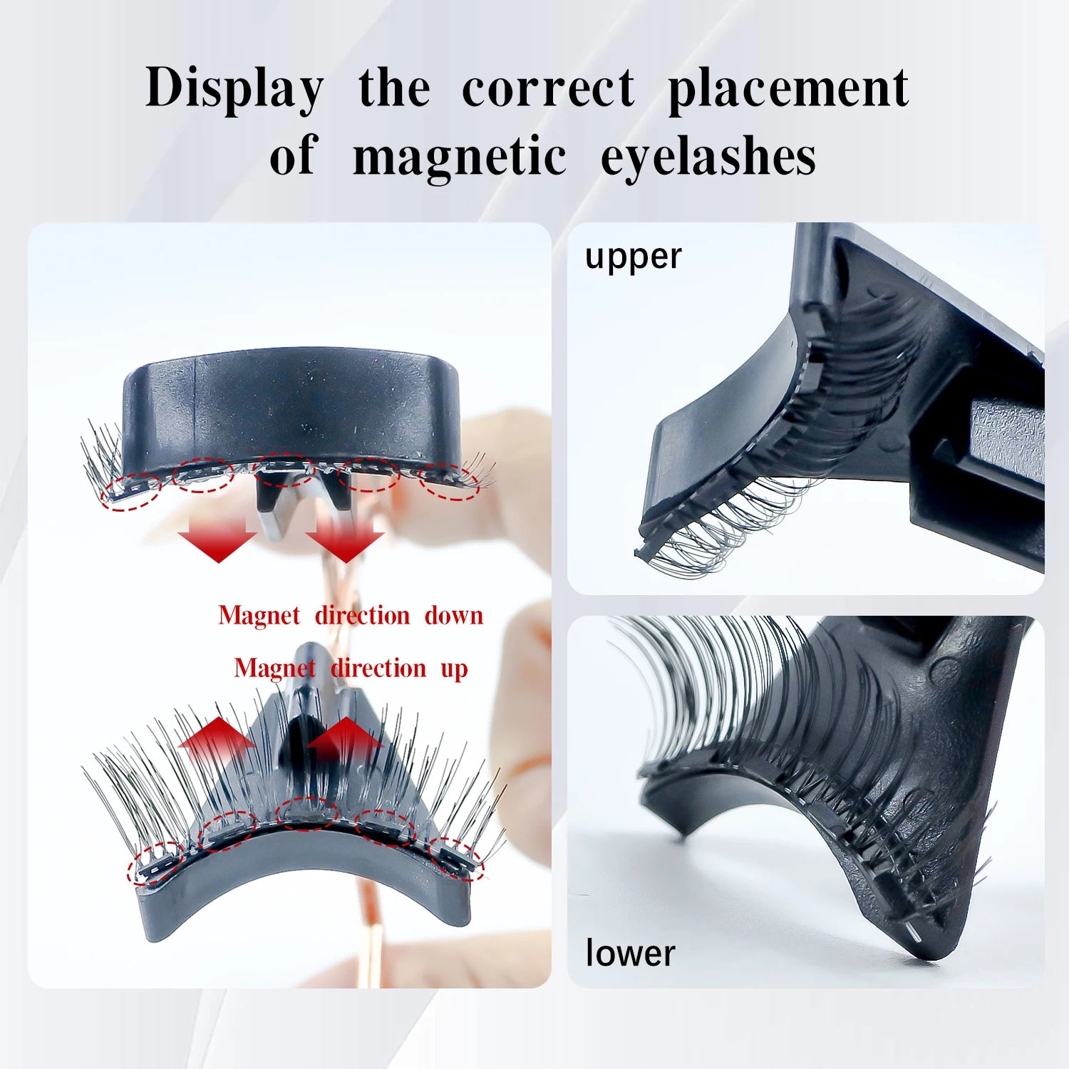8Pcs Magnetic Eyelashes No Glue Needed Magnetic False Eyelashes with Applicator Reusable Thick Natural Effect 5 Magnets Lashes