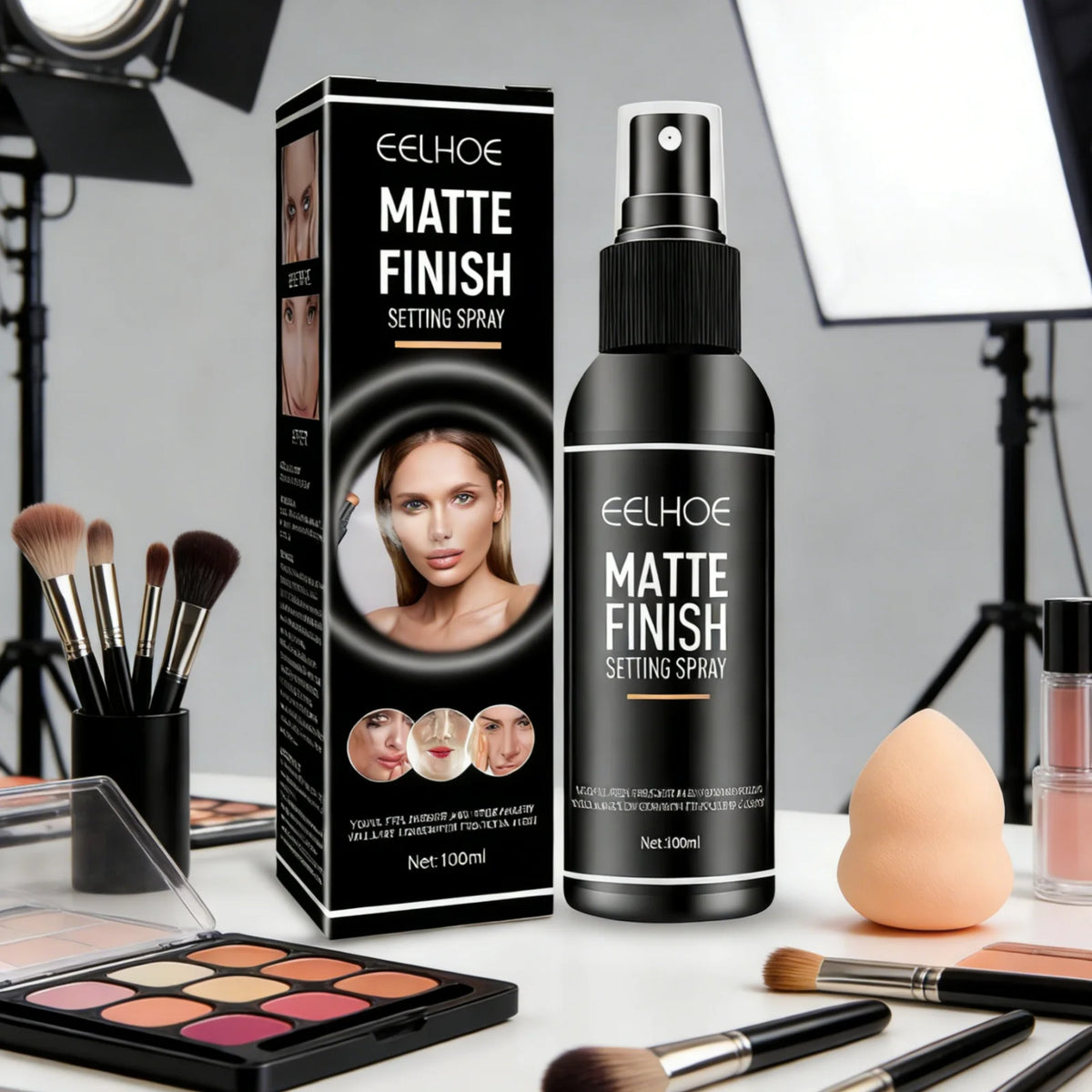 Eelhoe Matte Finish Setting Spray Oil Control Minimize Pores Waterproof Quick Film Forming Lightweight Makeup Fixing Spray 100ml