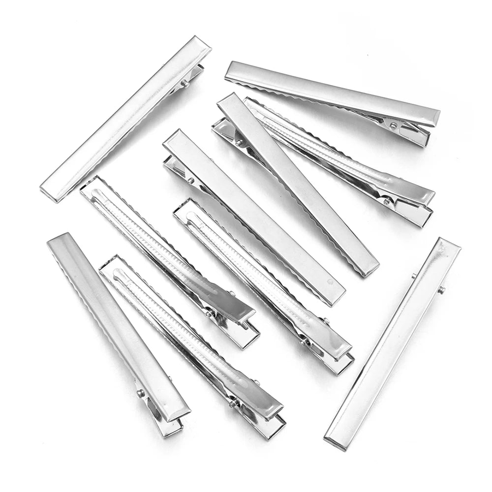20-50pcs 20/32/40/45/55/65/75/98mm Metal Flat Single Prong Alligator Hairpin Clip Base DIY Hair Clip Jewelry Making Accessories