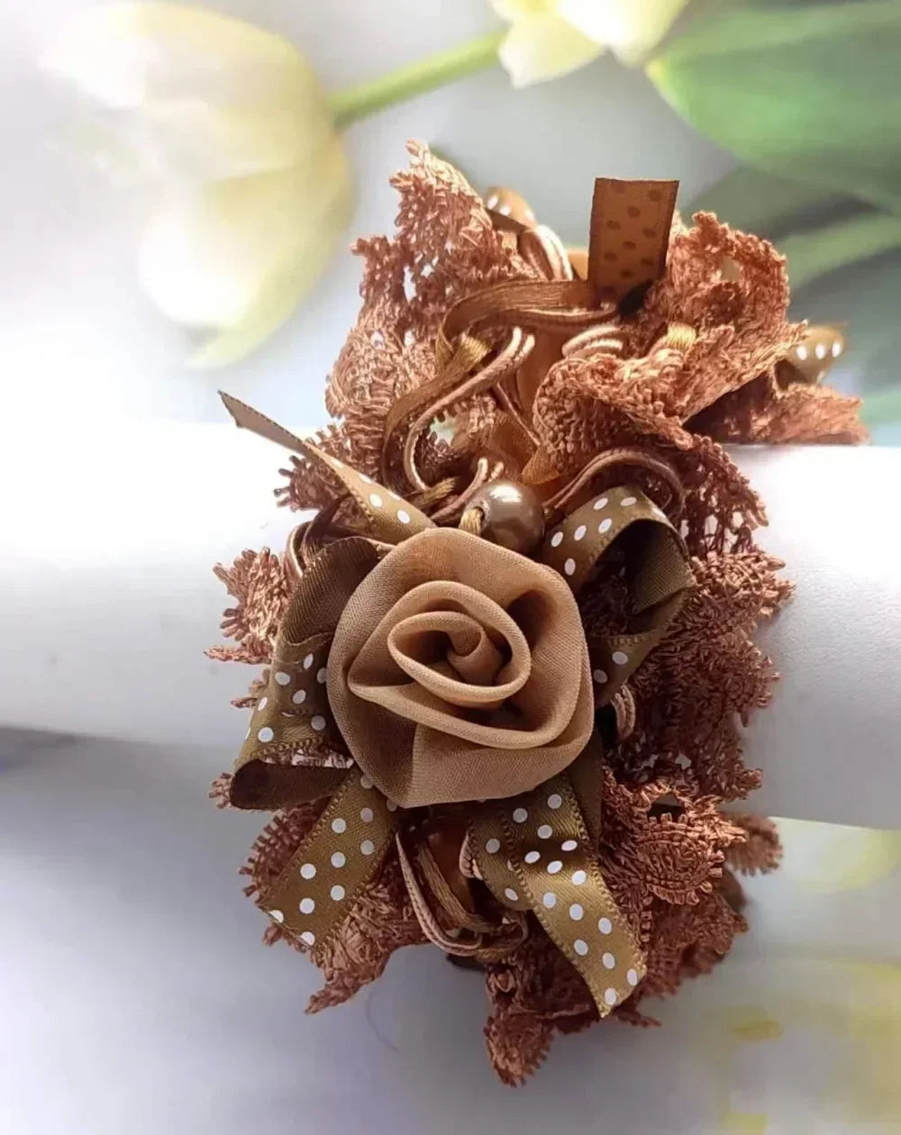 Women Lace Hair Scrunchies  Bow Hair Fantaisie Tie High Elasticity