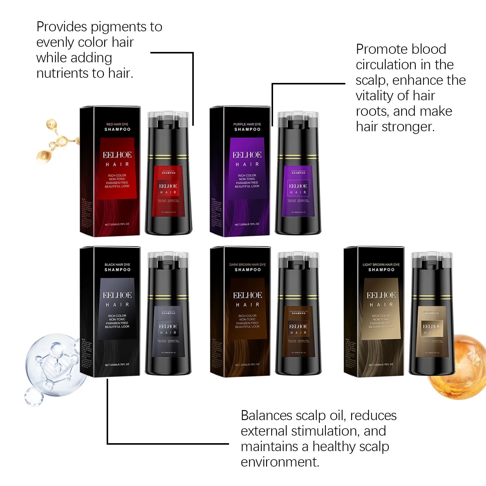 EELHOE Hair Dye Shampoo Nova Hair Instant Dye Shampoo Men Women Quick Easy Safe Hair Color Gray Hair  Coverage Nourish Scalp