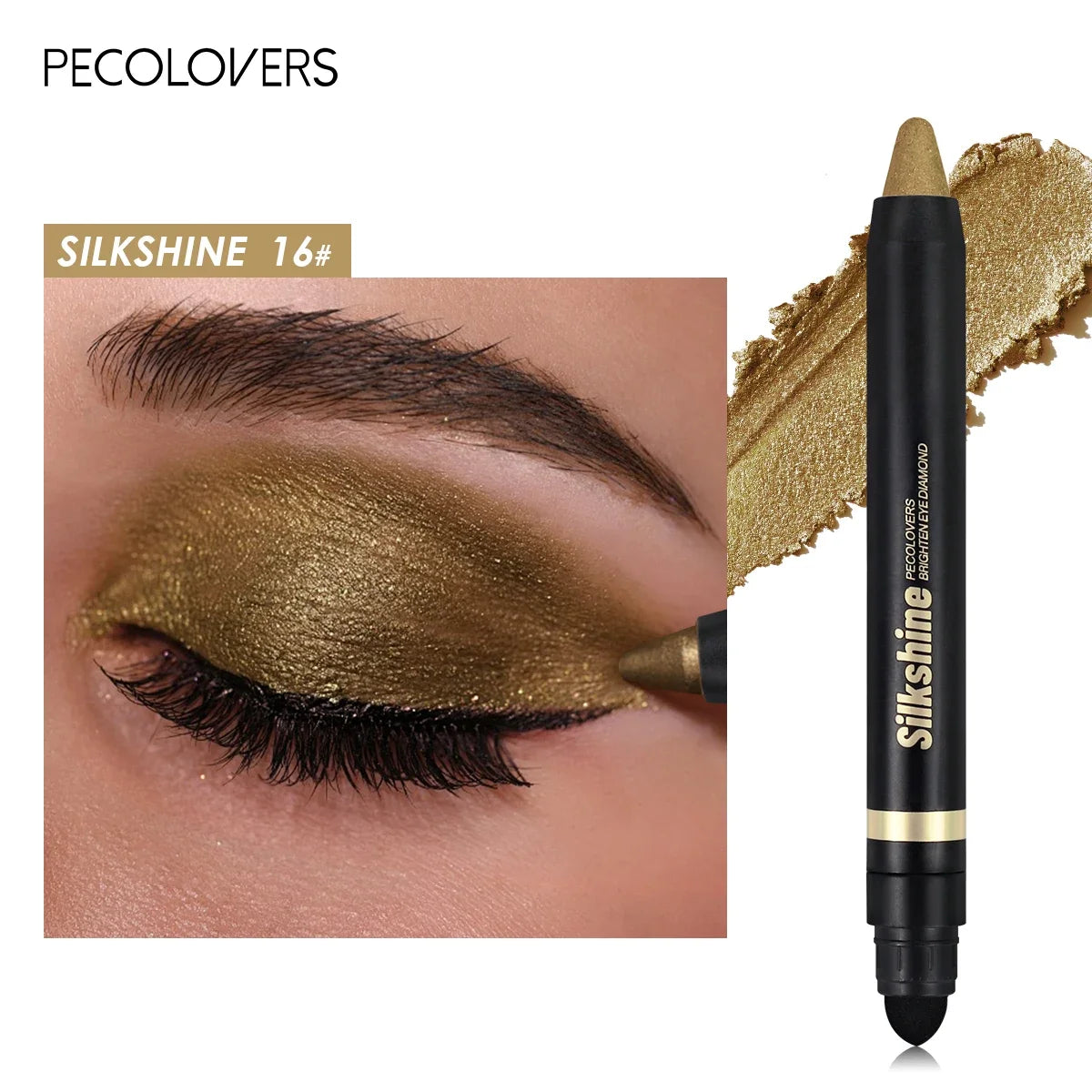 Colorful Shimmer Eyeshadow Stick Double Ended Metallic Pearlescent Highlighter Makeup Pigment Silkworm Eyeshadow Pen