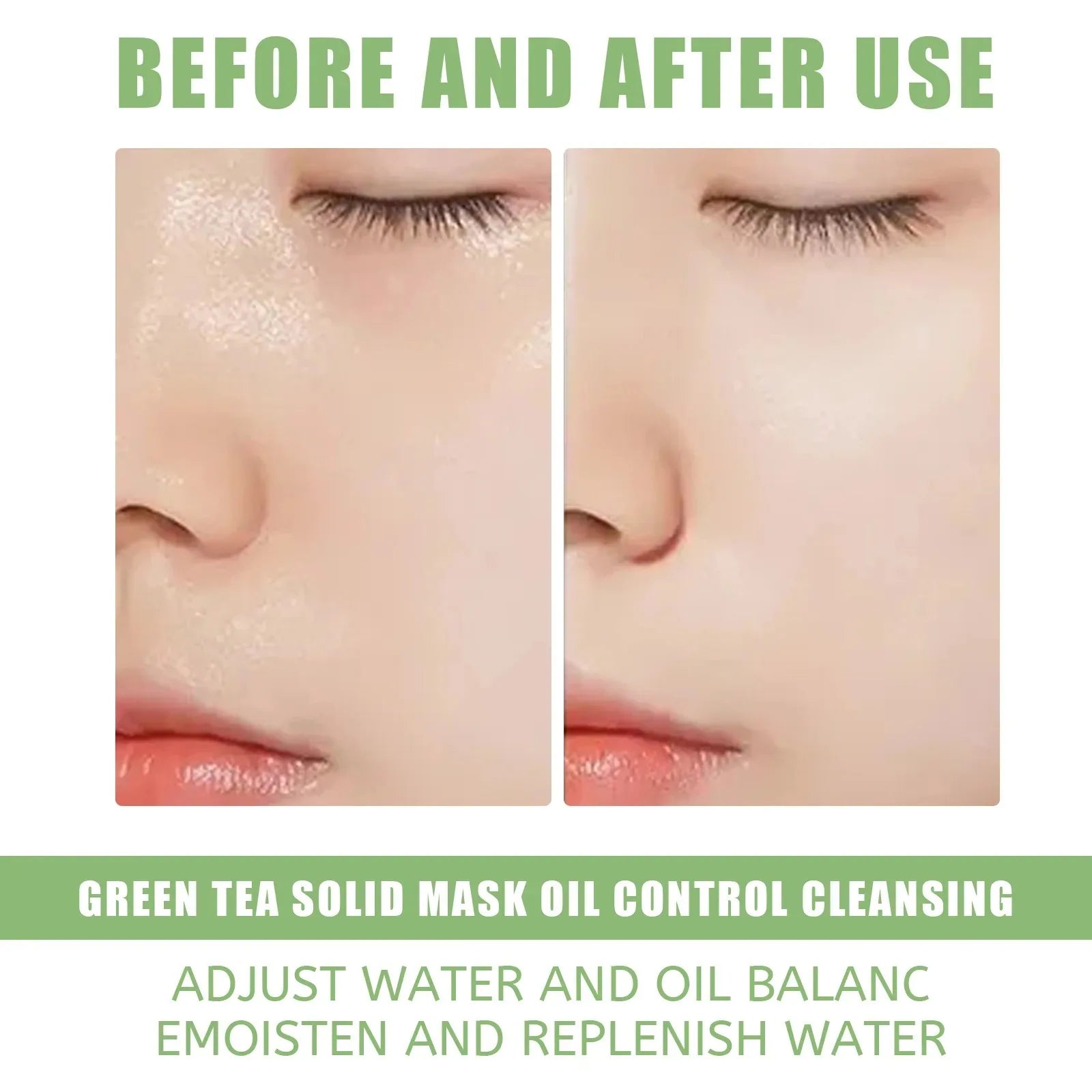 Face Clean Mask Green Tea Stick Deep Cleansing Mud Film Oil Control Remove Blackheads Pores Shrink Beauty Skin Set for Travel