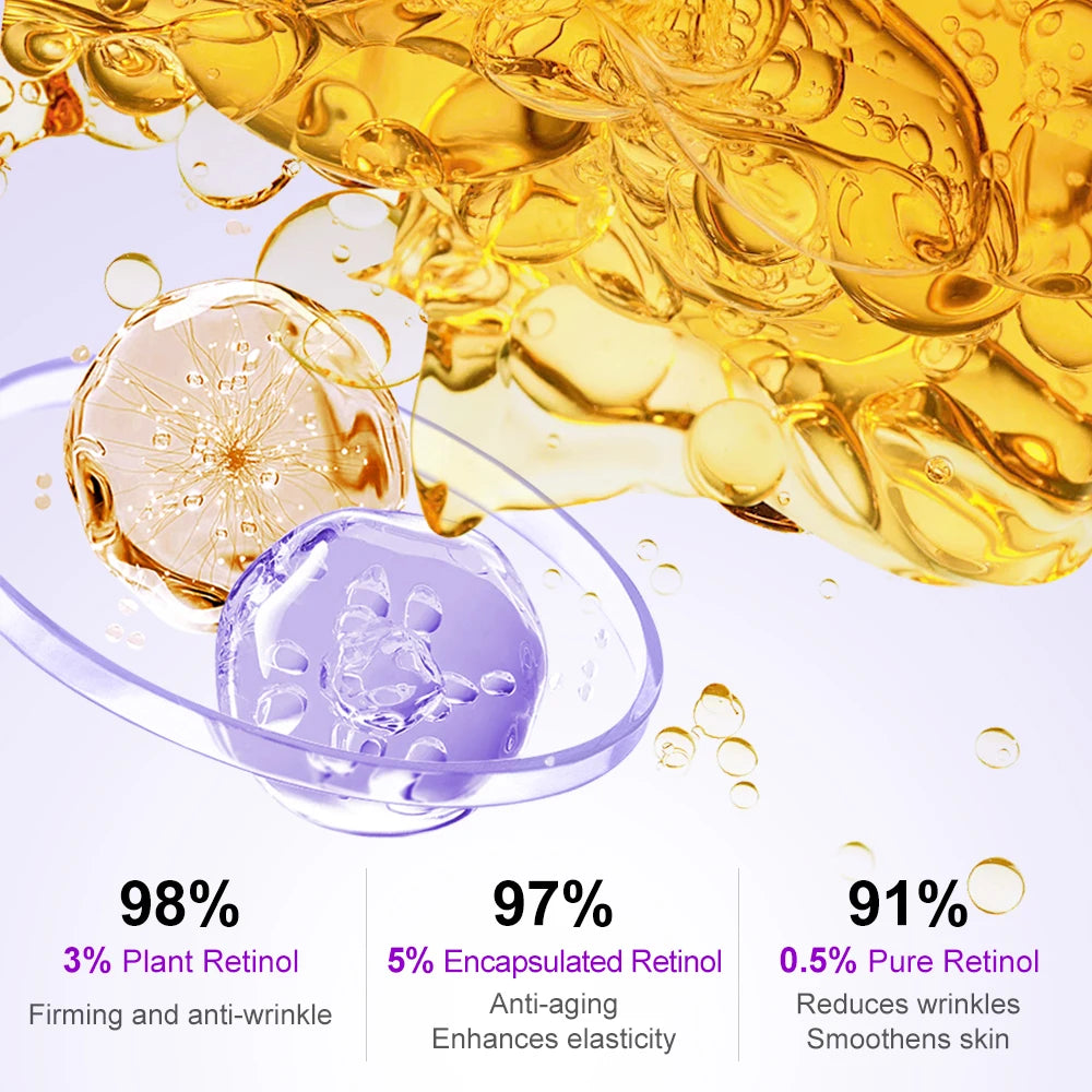 Retinol Serum Facial Wrinkle Anti-Aging Collagen Hyaluronic Skin Smoothing Tightening  Rejuvenation Brighten Essence Face Care