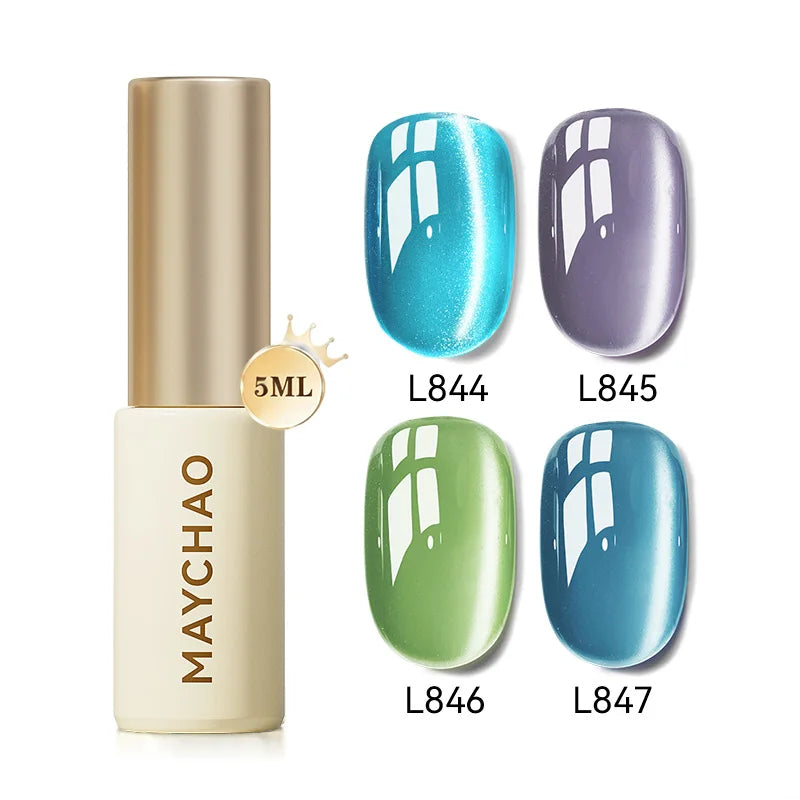 MAYCHAO 5ML Gel Nail Polish 9D Laser Diamond Glitter Cat Eye Gel Semi-Permanent Soak Off UV LED Gel Nail Manicure Tools Nail Art