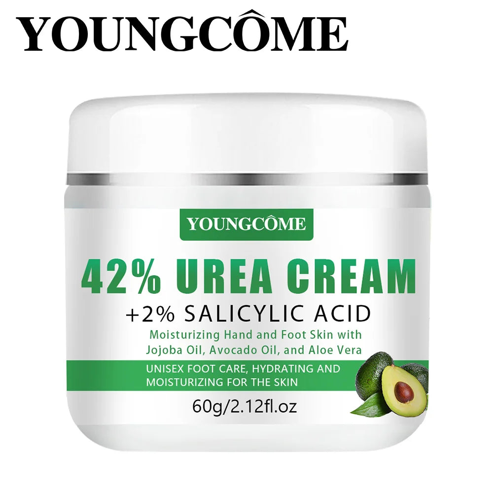 YOUNGCOME 42% Urea + 2% Salicylic Acid Avocado Foot Cream – Intensive Moisturizing Calluses & Dry Skin Hands/Feet, All Skin