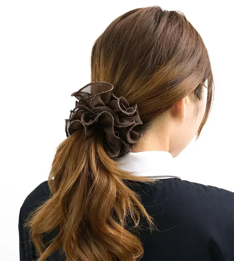 Women Lace Hair Scrunchies  Bow Hair Fantaisie Tie High Elasticity