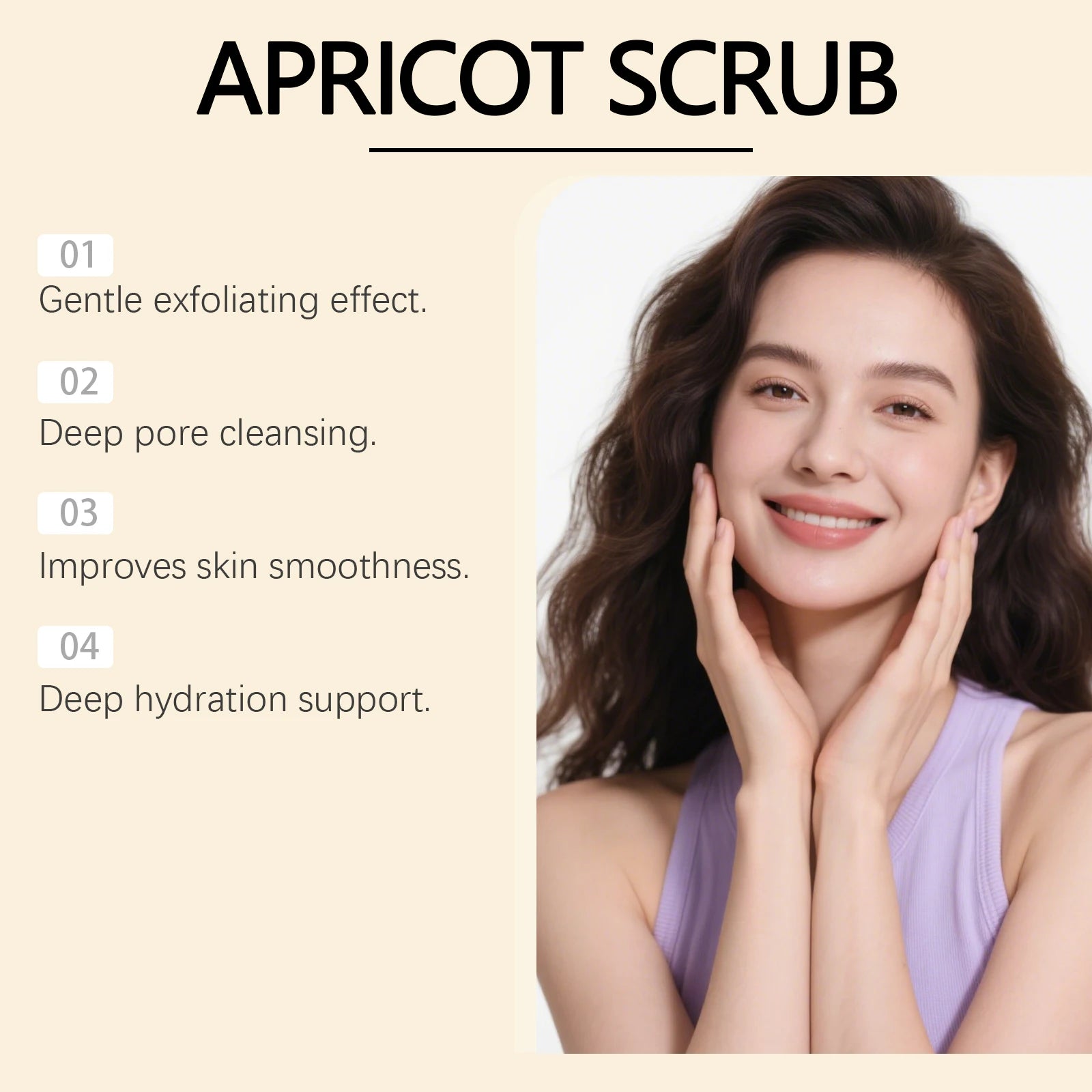 Exfoliating Apricot Facial Scrub Improves Skin Smoothness Evens Skin Tone Cleanses Pores Removes Dead Skin Refreshes Moisturizes