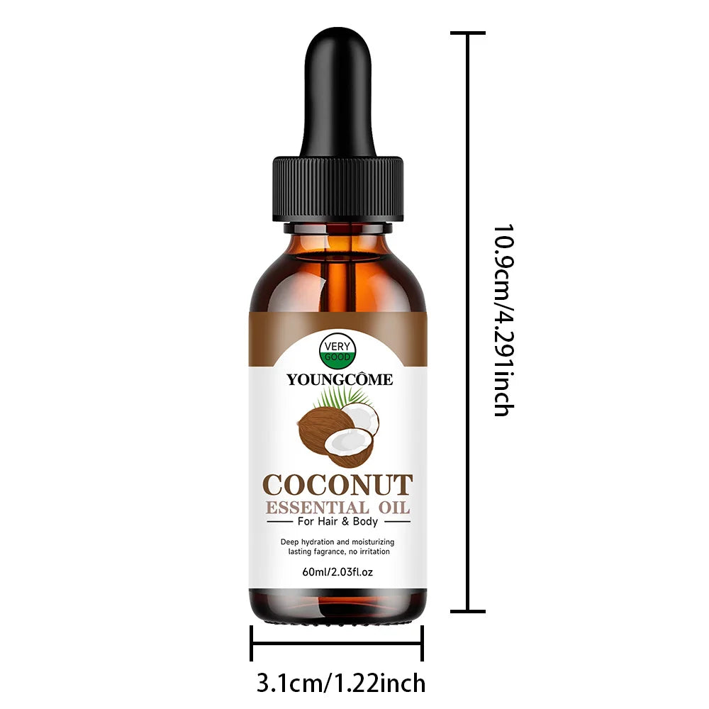 Coconut Hair Straightening Essential Oil Repairs Dyed Perm Damaged Hair Improve Frizz Breakage Nourish Soften Smooth Hair Care