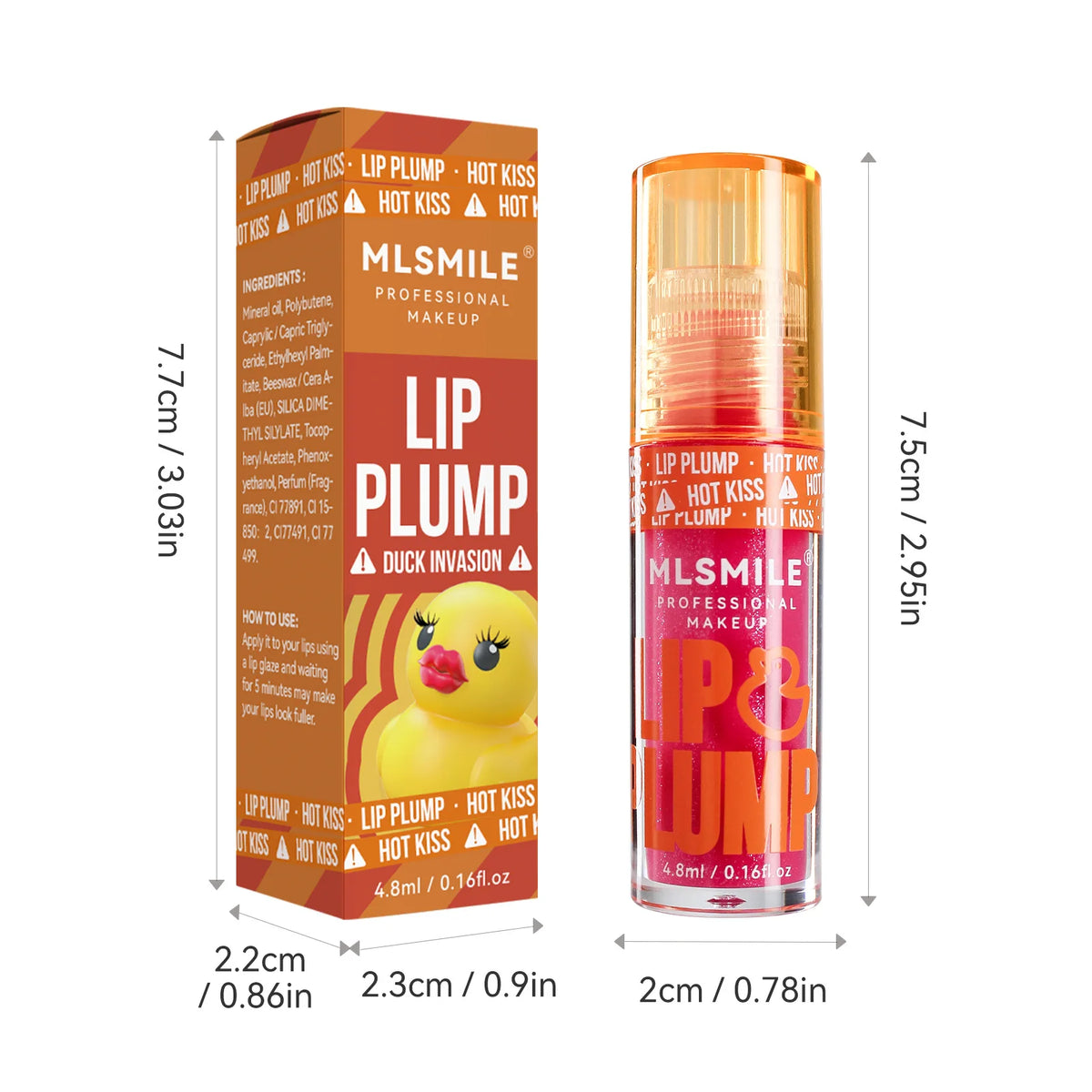 MLSMILE Duck Lip Plump Lip Oil Moisturizing Lip Gloss Mirror Water Nature Long-Lasting Gloss Pearl Lip Glaze Set