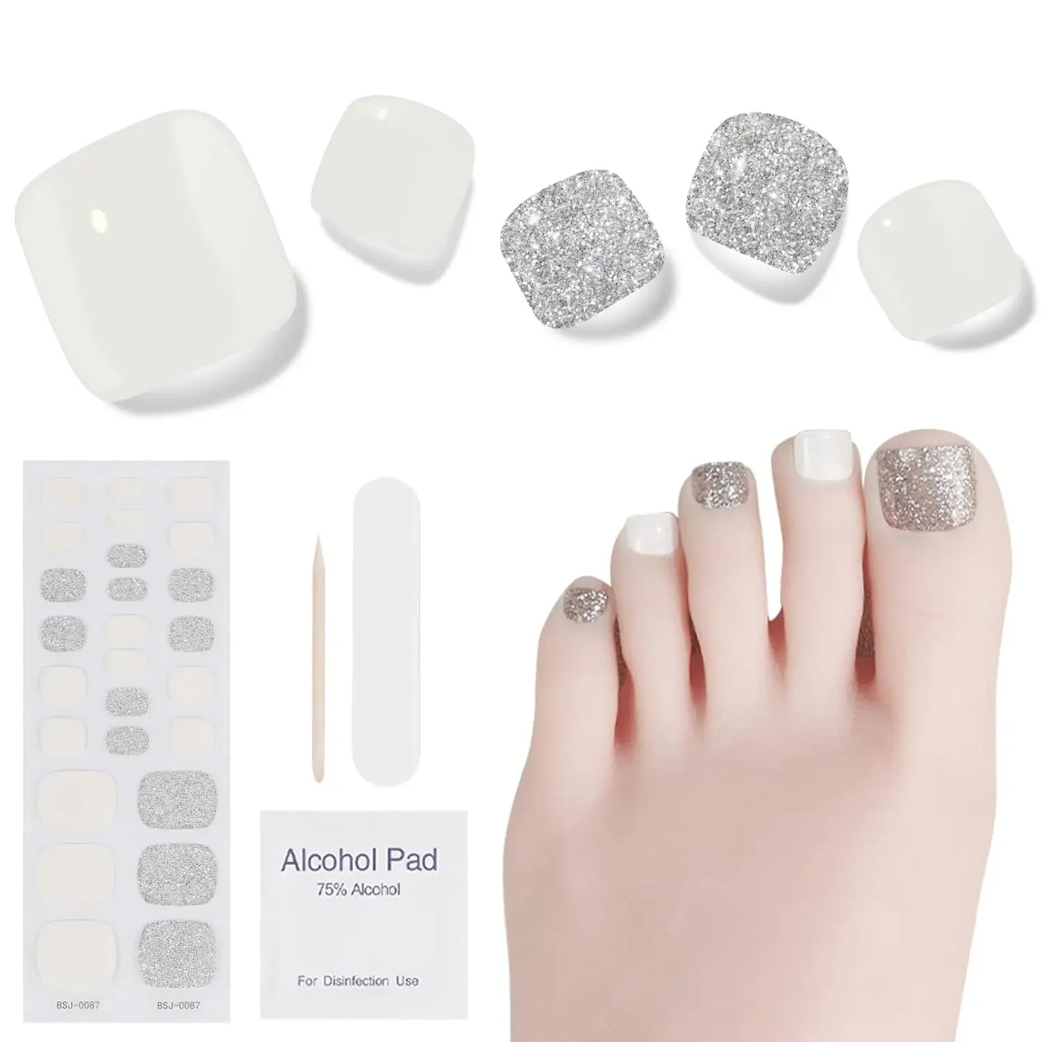 26Tips Pure Toe Gel Nail Sticker Hardens with UV Lamp Curing Waterproof Phototherapy Oil Gel Foil Nail Art Decorations