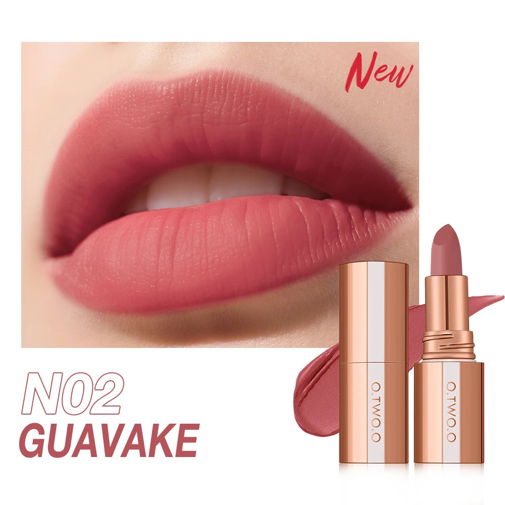 O.TWO.O Matte Lipstick Lip Tint 3 Colors Waterproof Long Lasting Non-stick Cup Sexy Highly Pigmented Velvet Lip Sticks Lip Stain