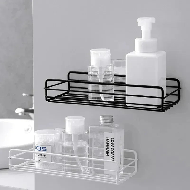 Wall Mounted Bathroom Shelf Corner Storage Iron Shower Drain Basket Cosmetic Rack Shampoo Holder Bathroom Organizer Wall Shelves