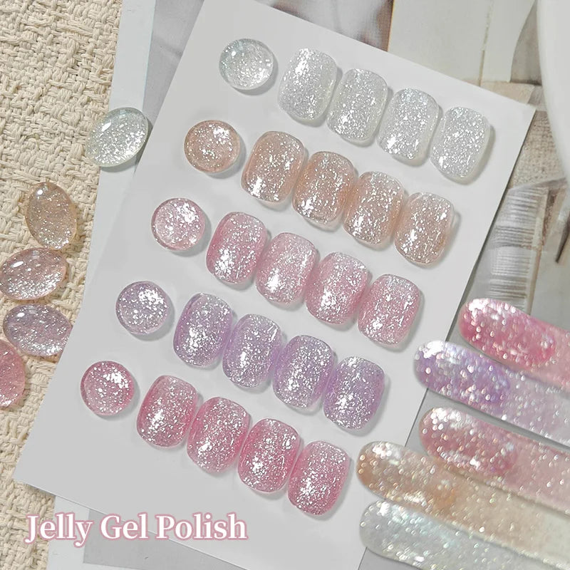 BORN PRETTY 10ml Fluttering Flakes Jelly Gel Polish Semi Permanent Soak Off UV Gel Nail Art Manicure Nail Supplies Vernis