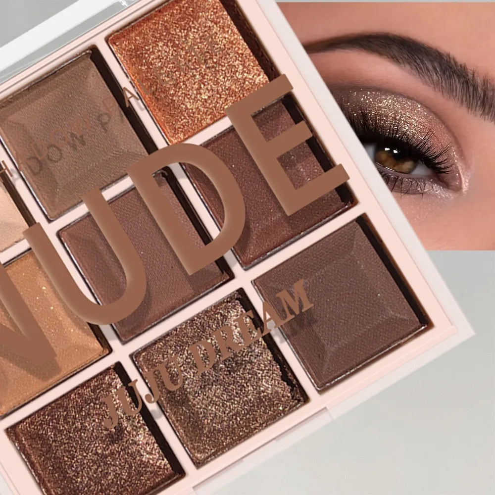 9 Color Chocolate Eyeshadow Palette Matte Shimmer Natural Nude Waterproof Sweatproof Christmas Makeup Gift