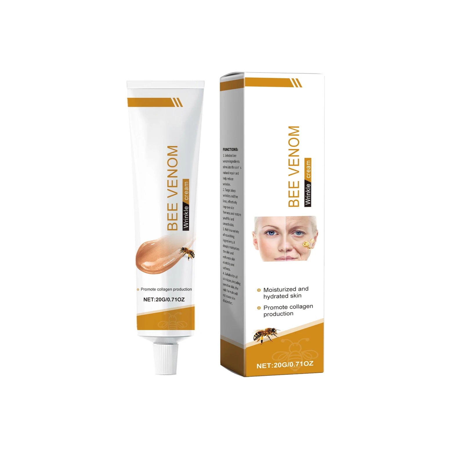 Bee Venoms Cream Moisturizing Skin Elasticity Increased Reduce Fine Lines Deep Hydration Face Care Anti Aging Cream for Woman