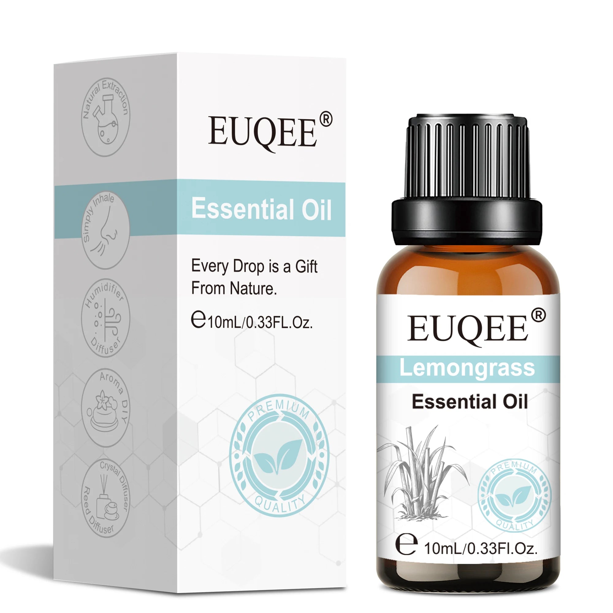 Euqee 10ml 100ml Natural Plant Essential Oil Frankincense Lemongrass Citronella Fragrance Oil For Diffuser Aroma Candle Perfume