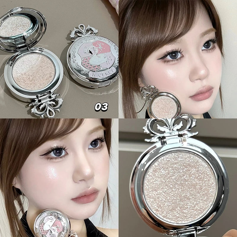 NICEKEY Monochrome Highlighter Champagne Gold Glitter Brighten Shiny Eye Makeup Diamond Shimmer Eyeshadow Palette Contouring