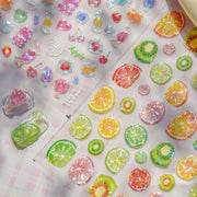 Colored Lemon Jelly Nail Stickers 5D Sweet Fruits Cartoon Calw Bear Candy Self Adhesive Nail Art Stickers DIY 3D Cute Nail Parts