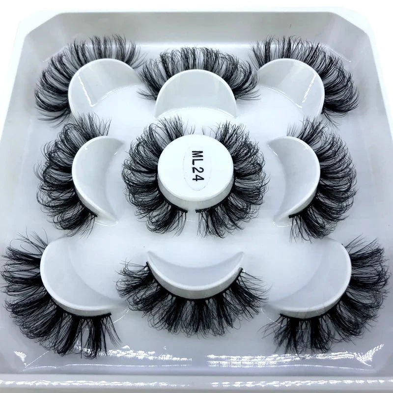 New 5 pairs of handmade mink eyelashes fake eyelashes natural nude makeup simulated cross messy eyes 3D curly eyelashes
