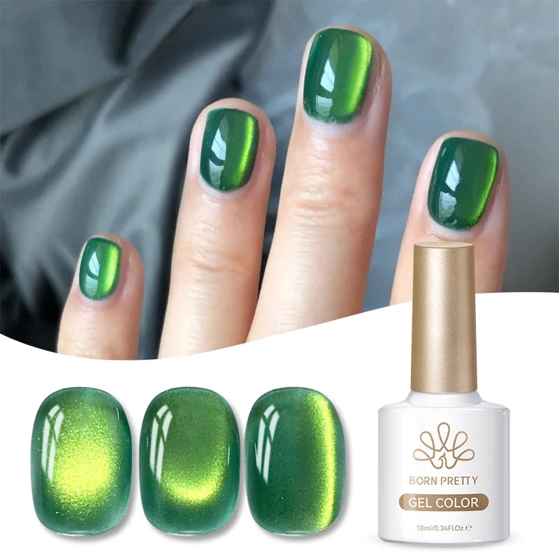 BORN PRETTY 10ml Dark Brown Red Glass Bead Cat Magnetic Gel Nail Polish Semi Permanent Soak Off UV LED Varnish Nail Art Salon
