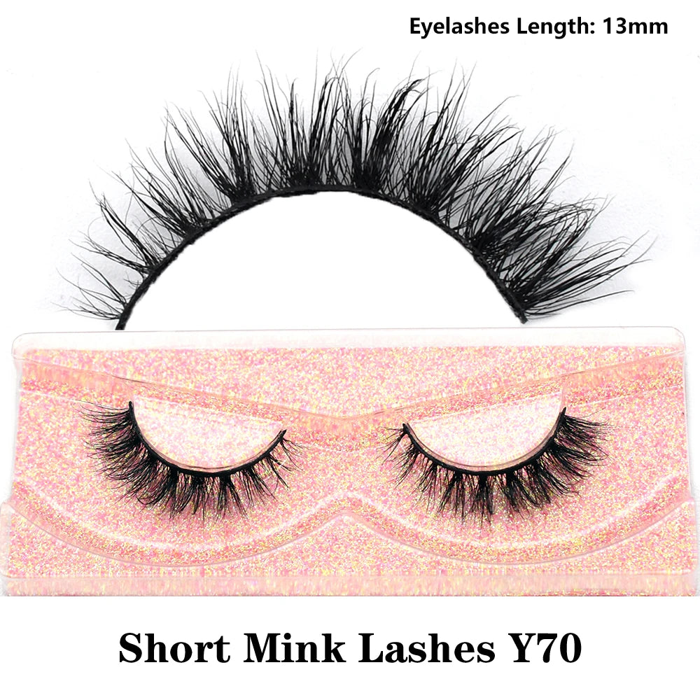 FOXESJI Real Mink Fluffy Short Eye Lashes Extension Wispy Soft Natural Short False Eyelashes Daily Wear Full Strip Lashes Makeup