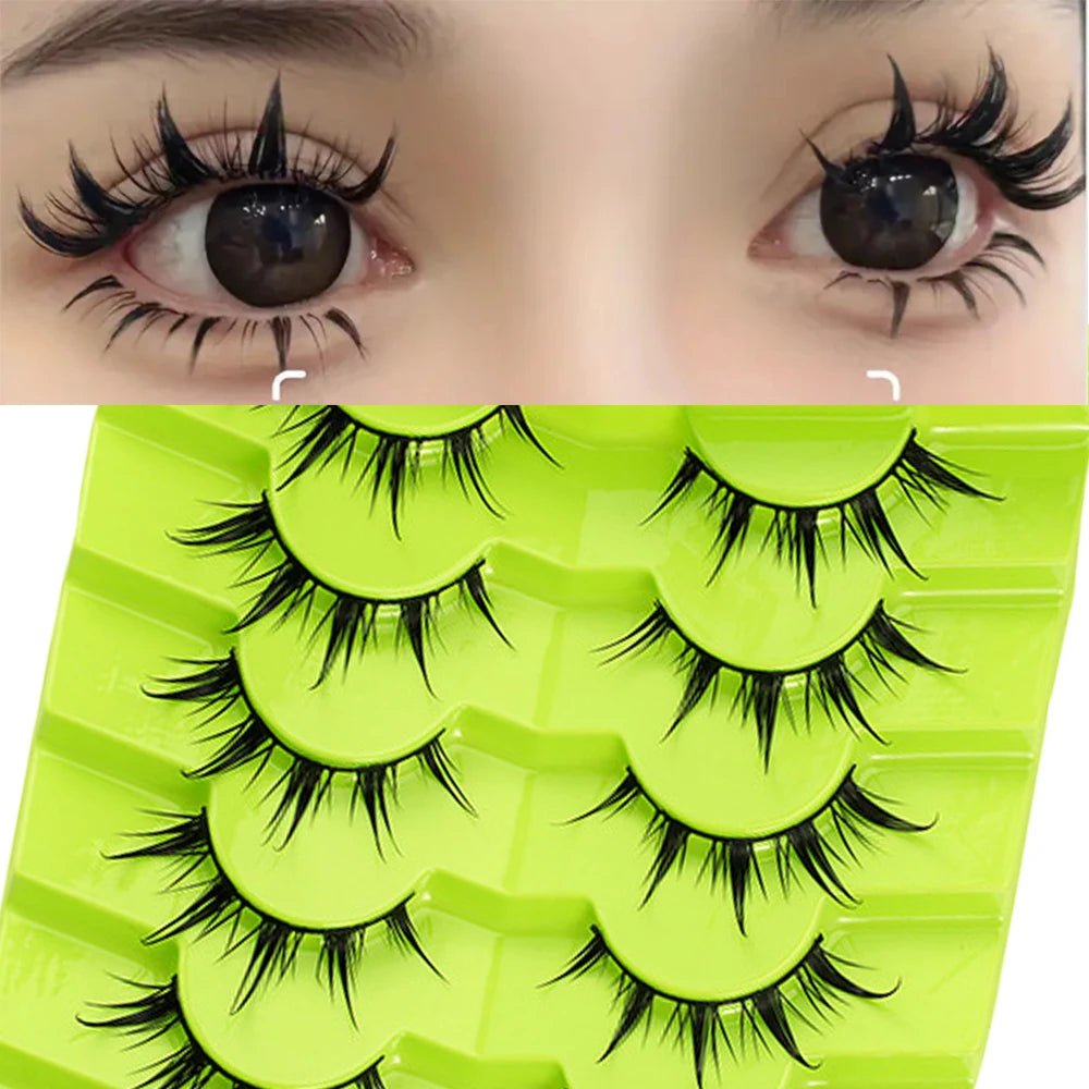 7 Pairs Doll Manga Lashes Japanese Lashes Spiky Anime Manhua Lash WetCosplay Makeup False Eyelashes