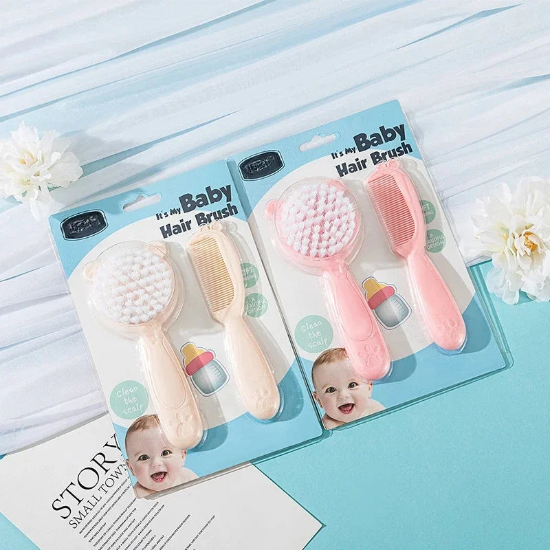 2pcs Set Baby Care Comb Anti-scratch Boy Girl Hairbrush Kids Combs Newborn Hair Brush Infant Comb Head Massager