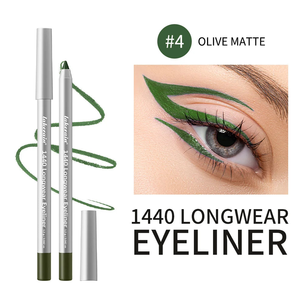 12 Colors Eyeliner Pencil Long-lasting Wear Waterproof Smudge-proof Smooth Precise Application Smokey Eyeliner Pencil Makeup