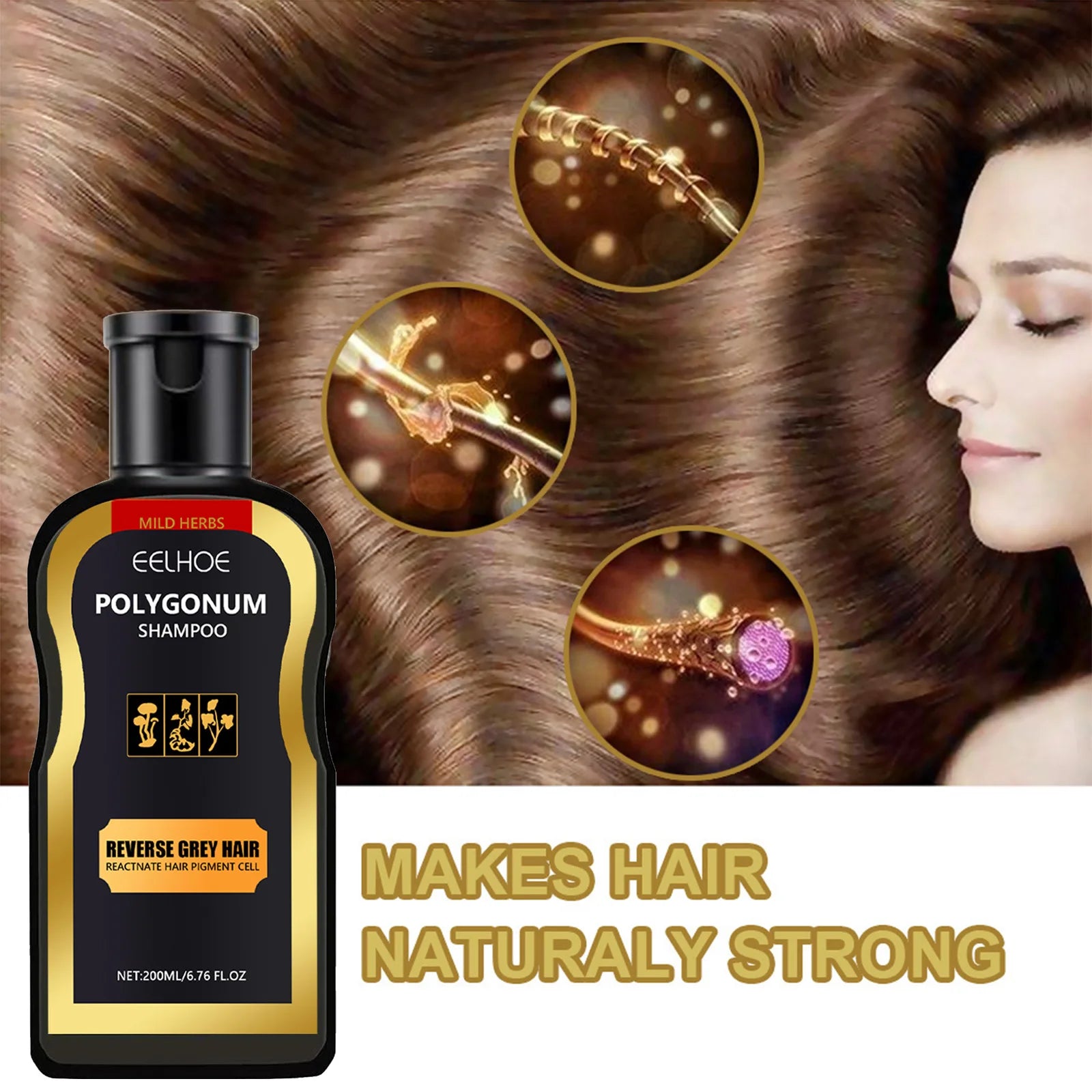 Polygonum Multiflorum Hair Shampoo Cover Gray White To Black Cleaning Dandruff Relief Itch Moisturizing Herbal Darkening Shampoo
