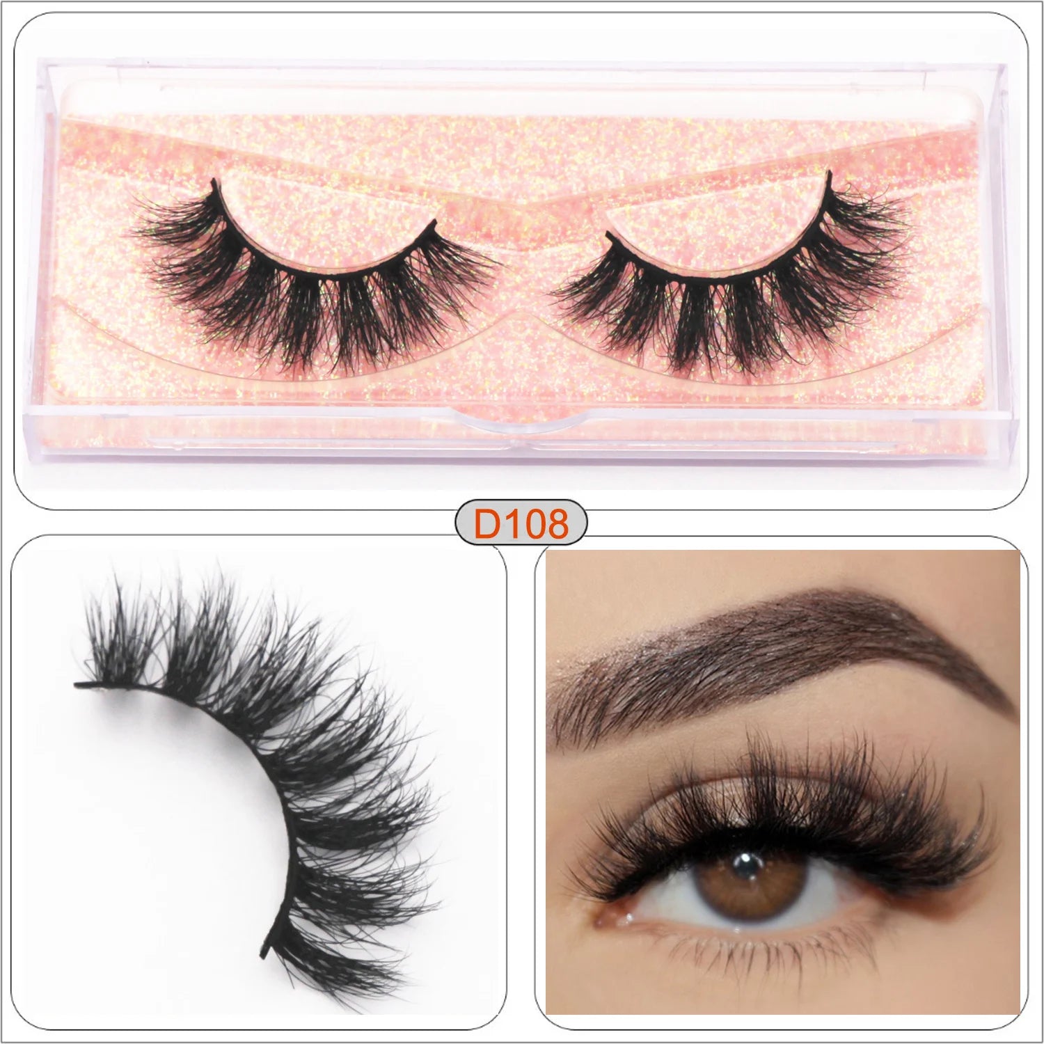Mink Fake Eyelashes 3D Mink Lashes Natural Long False Eyelash Cruelty-free Mink Hair Fluttery False Lashes Makeup D101 Lash Gift