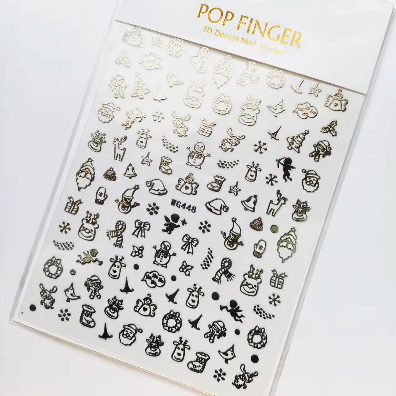 Sliver Bronzing 3D Christmas Nail Art Decoration Sticker Sparkly White Colorful Glitter Geometry Snowflake Winter Slider Foil