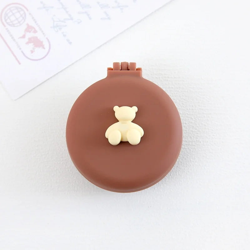 Cute Kid Hair Brushes Mini Lovely Cartoon Bear Hair Combs with Mirror for Children Girl Small Portable Massage Comb Hair Rope