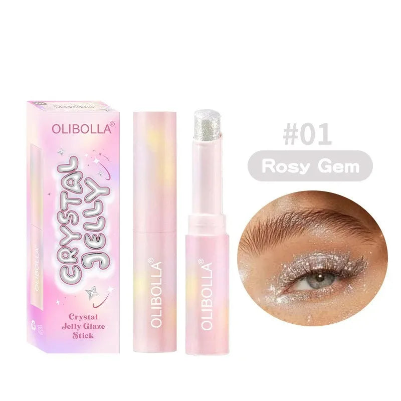 Watery Jelly Eyeshadow Stick Multi-Color Pearlescent Glitter High-gloss Eyeshadow Crystal Fine Shiny Eyeshadow Highlighter Stick