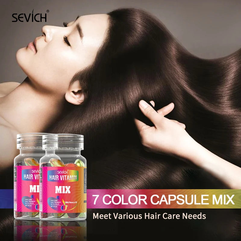 30Pcs Anti Hair Loss Hair Vitamin Capsule Oil Keratin Complex Oil Smooth Silky Hair Serum Hair Mask Repair Frizz Damaged Sevich