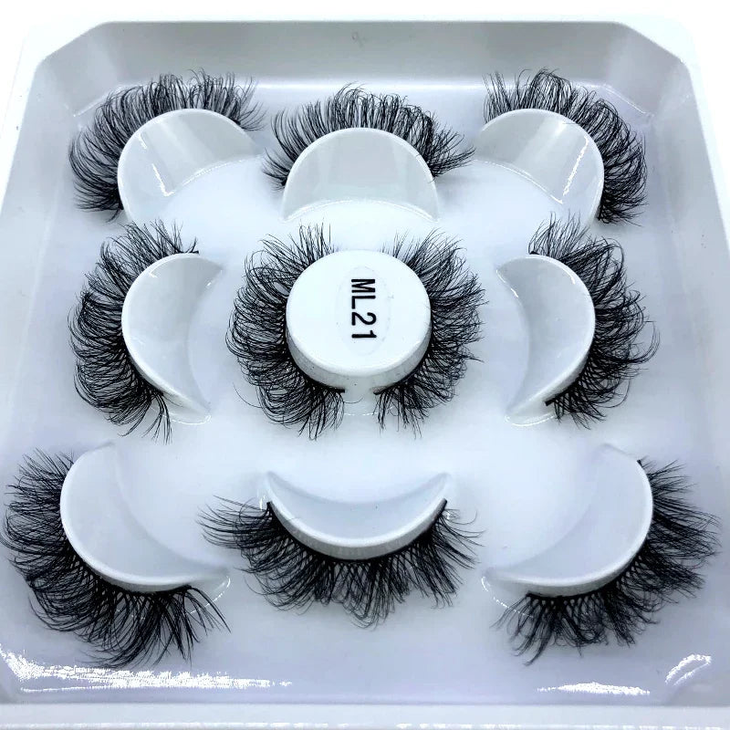 New 5 pairs of handmade mink eyelashes fake eyelashes natural nude makeup simulated cross messy eyes 3D curly eyelashes