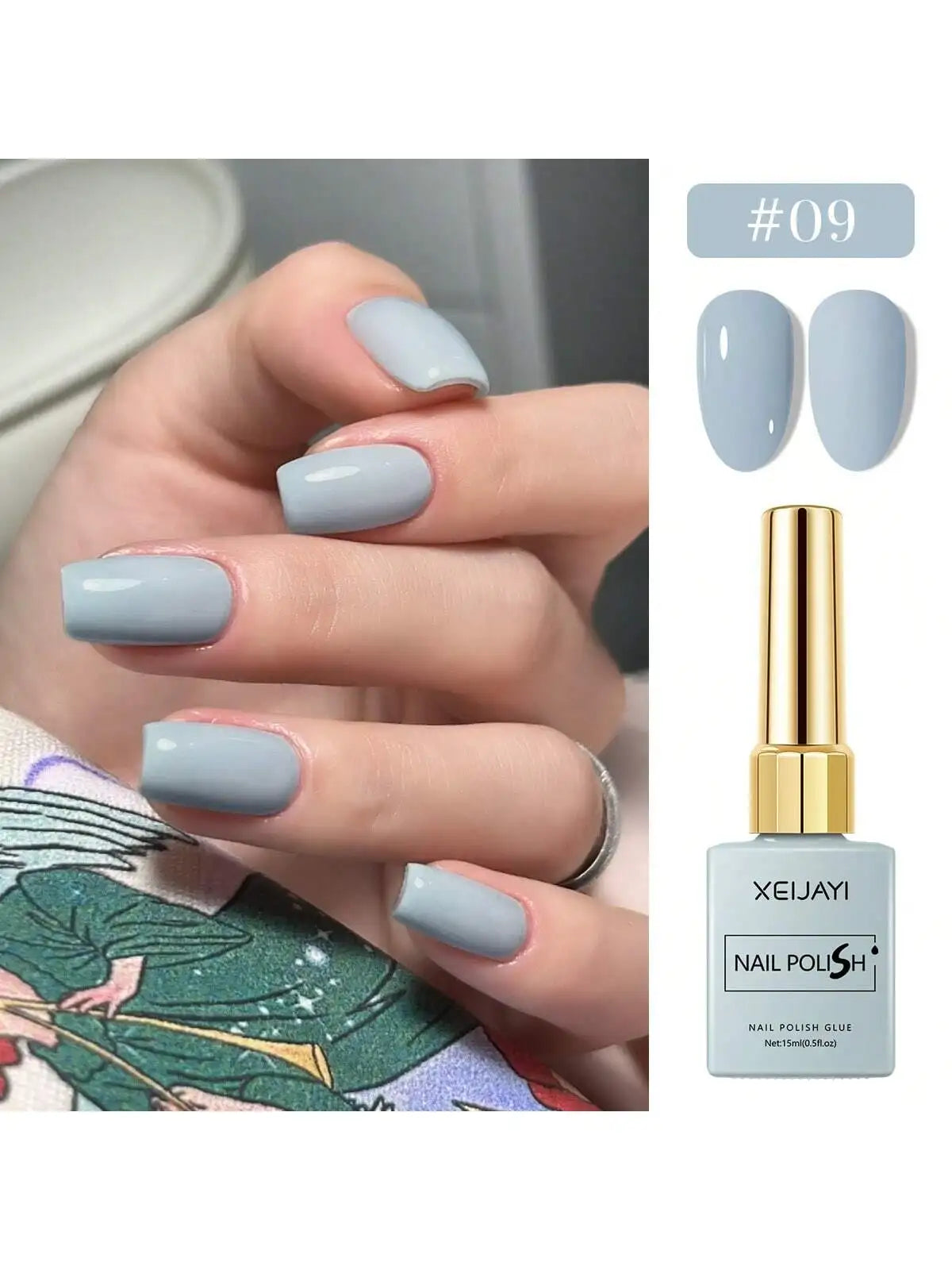 6Colors 15ml Blue Gel Nail Polish Series Starter Pure Soak Off No Wipe Nail Gel Polish Suitable For All Seasons