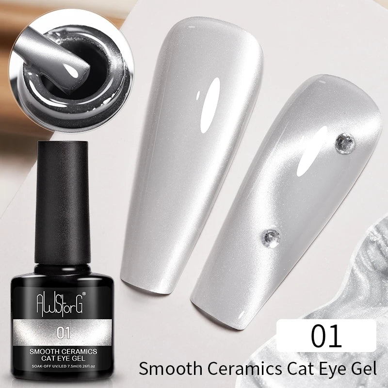 AWStorG Intense Rainbow Cat Eye Gel 5ml Holographic Laser Magnetic Nail Gel Soak Off UV LED Gel Polish Shiny Rainbow Manicur