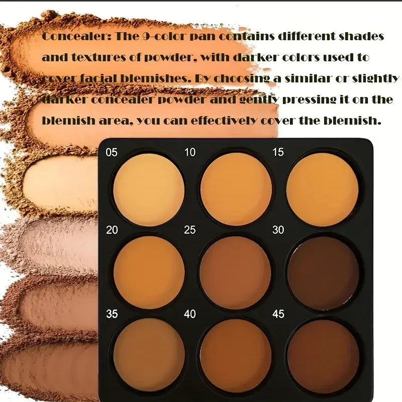 9-in-1 Contour & Bronzer Face Palette for Dark Skin Tone – Waterproof, Smooth Blendable Shades for Sculpted Definition & Warm Sun-Kissed Glow
