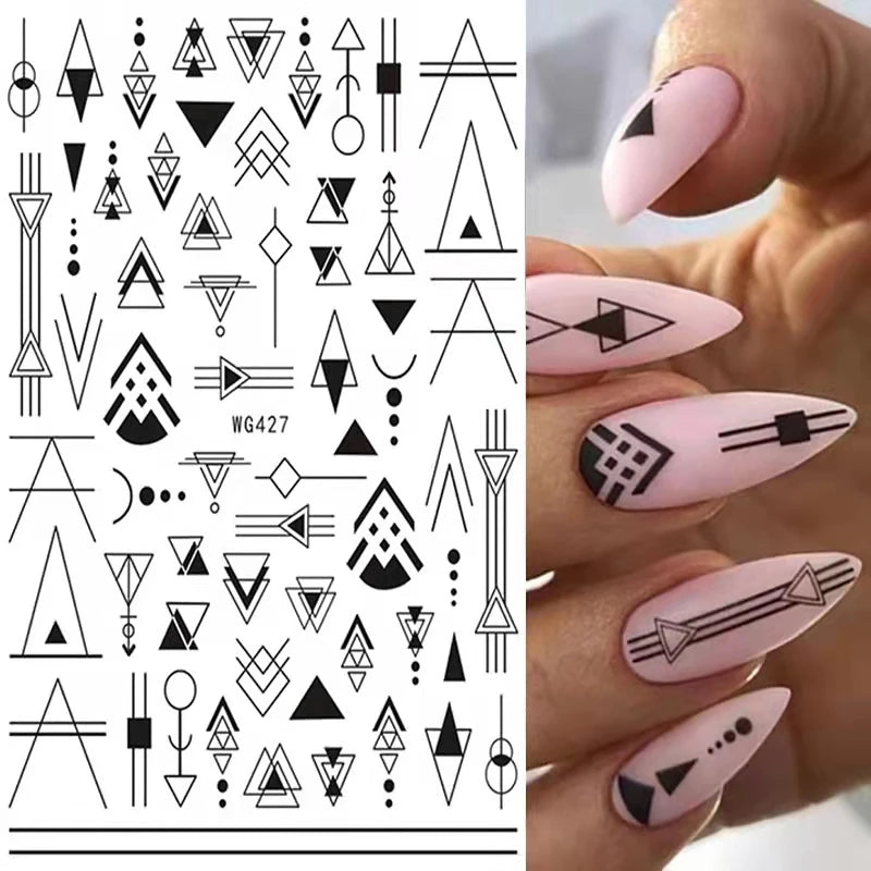 Shiny Gold Star Moon Sun Nail Stickers for Manicure Accessories Heart Feather Animals Printing Self Adhesive Nail Wrap