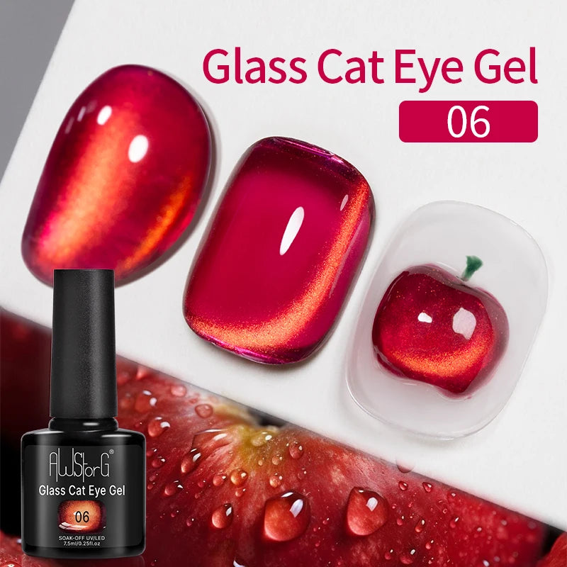AWStorG Intense Rainbow Cat Eye Gel 5ml Holographic Laser Magnetic Nail Gel Soak Off UV LED Gel Polish Shiny Rainbow Manicur